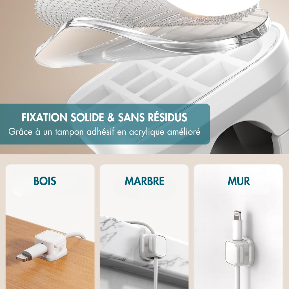Clips Câble Adhésif - Lot De 6